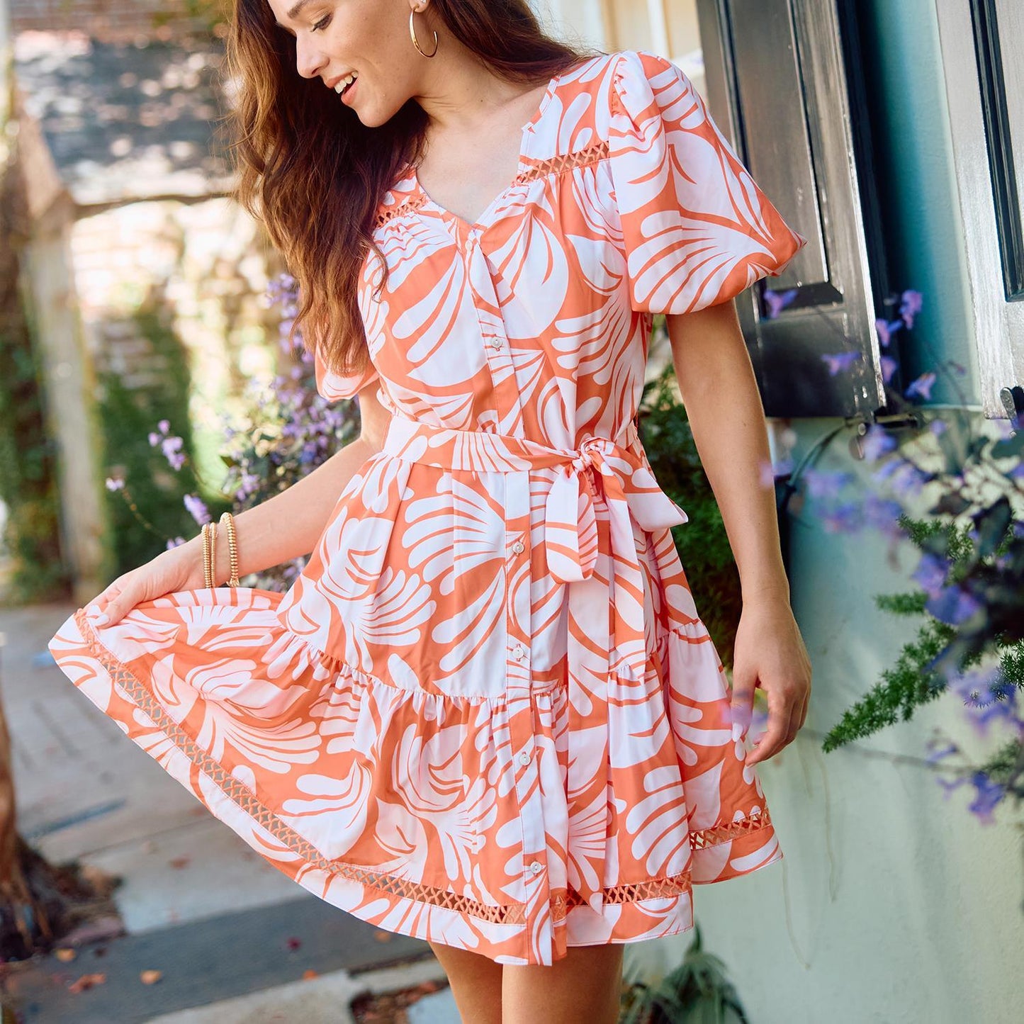 Addison Sail Away Dress in Coral