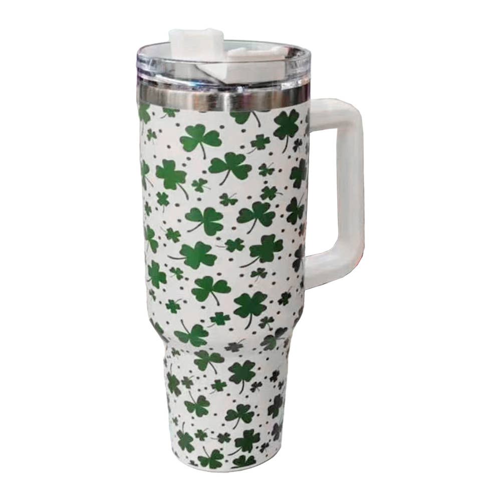 St. Patricks Clover Printed 40oz Stainless Steel Tumbler