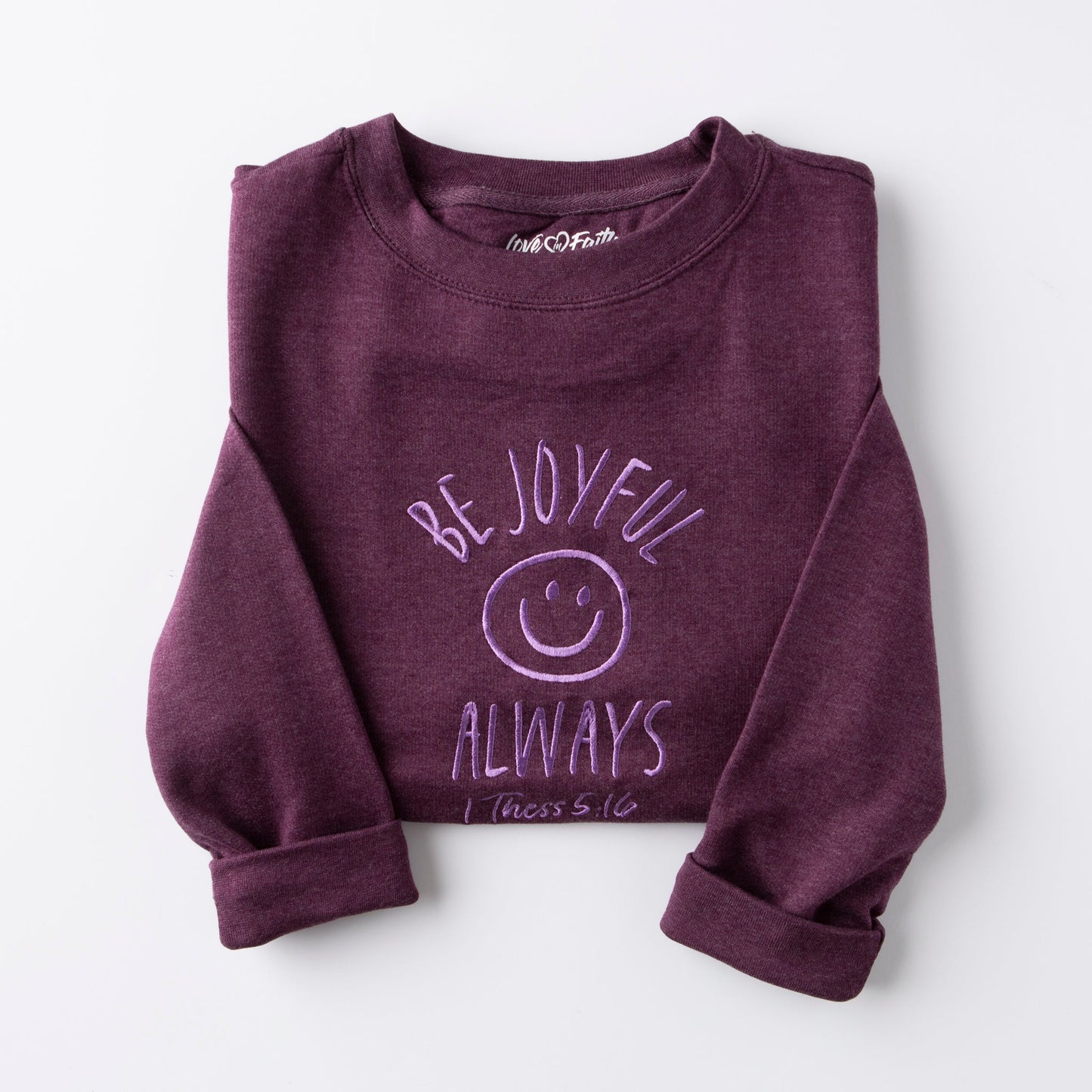 Embroidered Be Joyful Sweatshirt