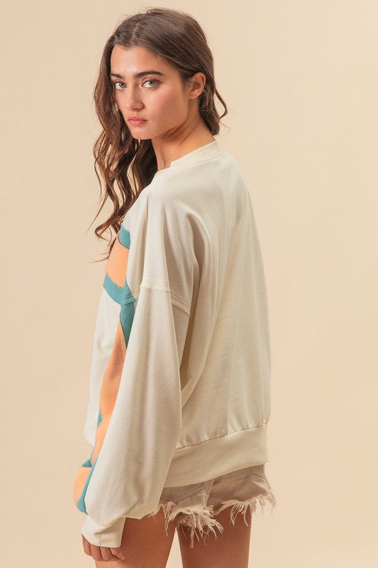 French Terry Color Block Sweatshirts In Two Colors