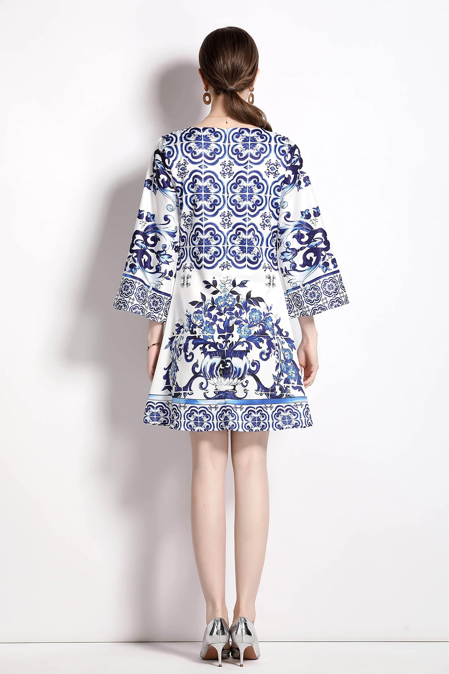 Women's Floral Print Lantern Sleeve Casual A-line Mini Dress