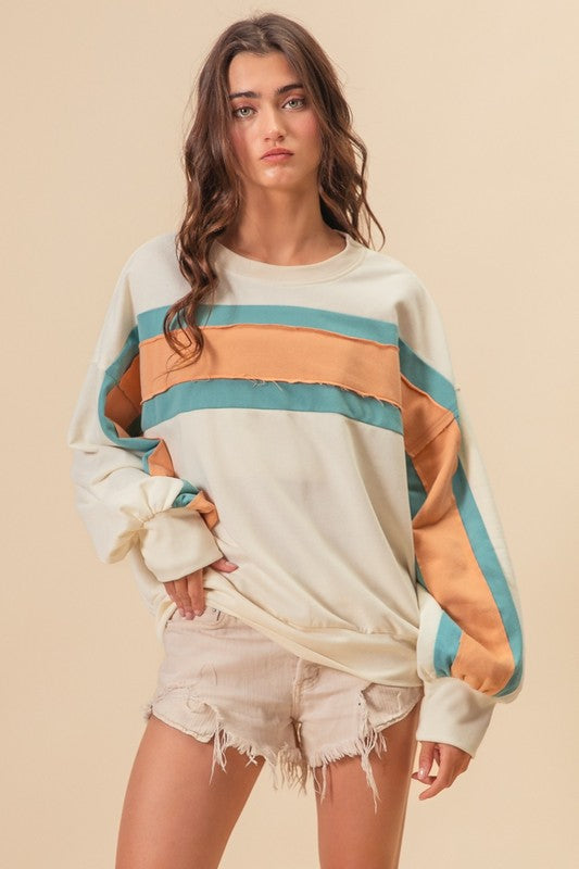 French Terry Color Block Sweatshirts In Two Colors