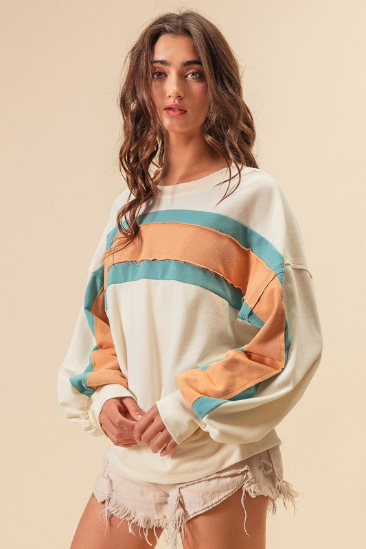 French Terry Color Block Sweatshirts In Two Colors