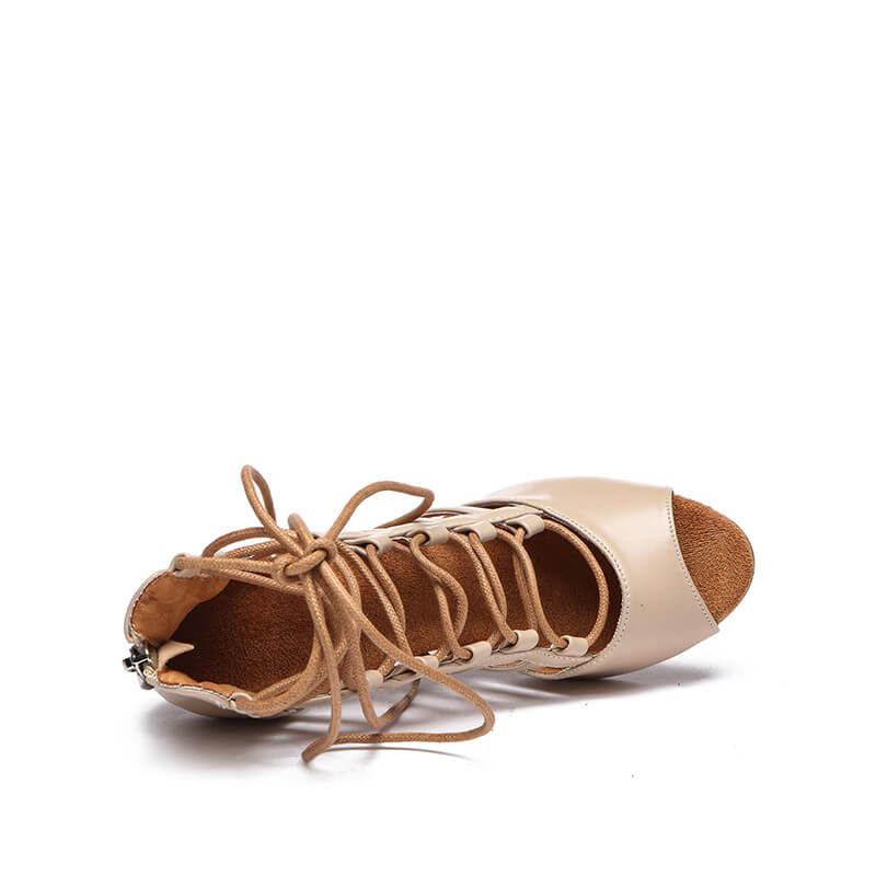 Open Toe Lace Up Ballroom Latin Tango Practice Dance Shoes