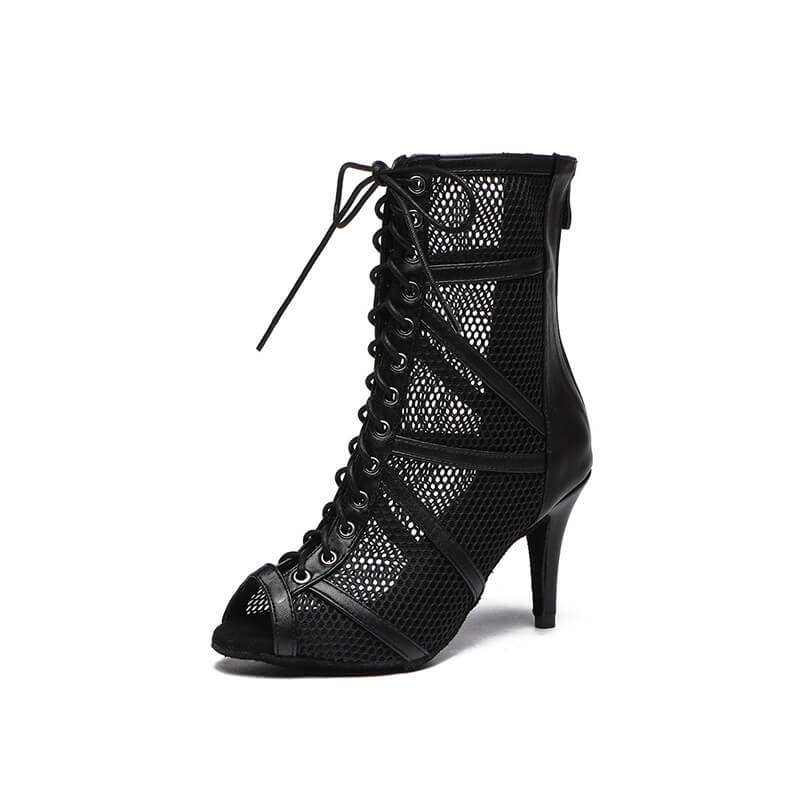 Women Mesh Pointed toe High Heels Ankle Boots