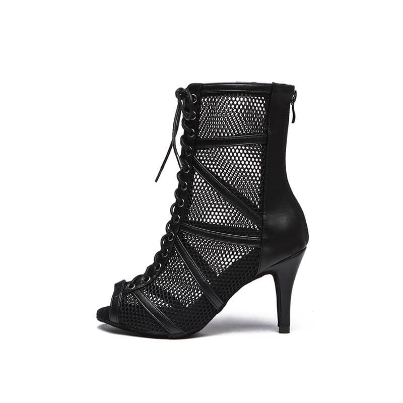 Women Mesh Pointed toe High Heels Ankle Boots