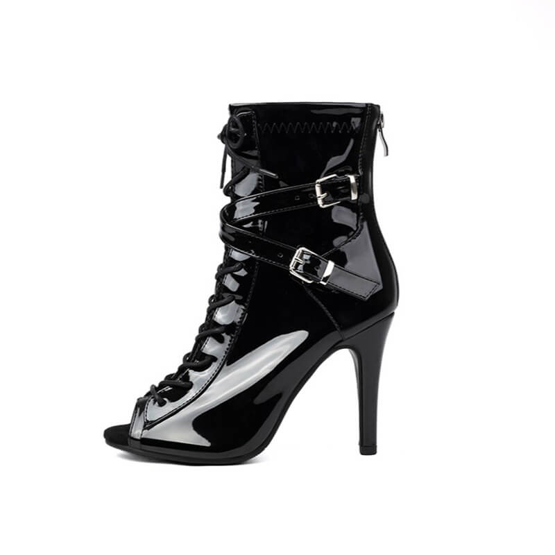 Black Stiletto Lace-Up Jazz Dance Boots