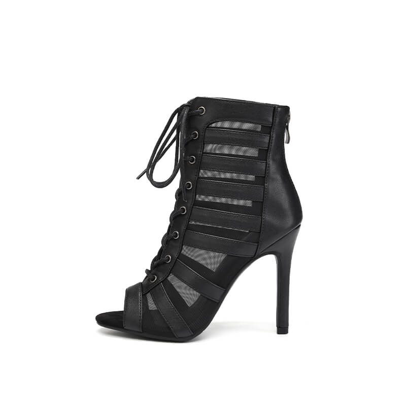 Patent Mesh Cut Out Stiletto Ankle Boots