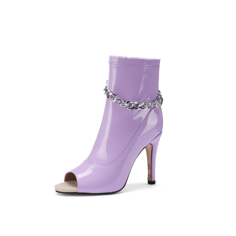 Purple Patent Leather Stiletto Dance Boots