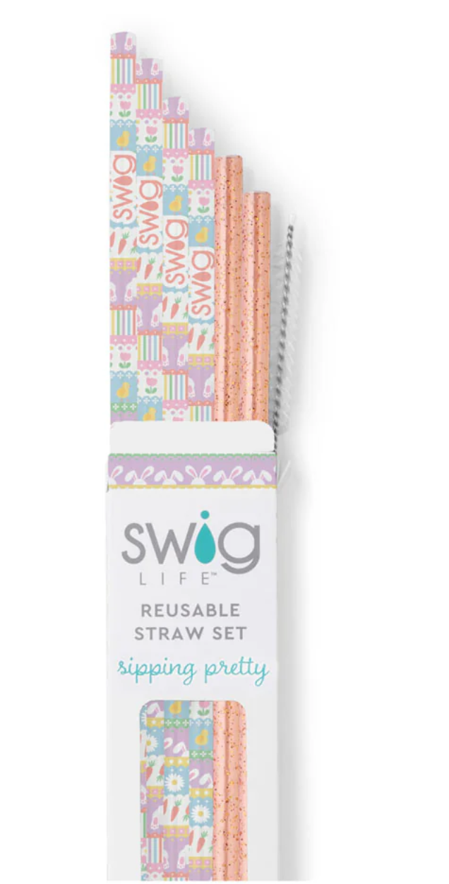 Swig Bunny Trail + Peach Glitter Straw Set