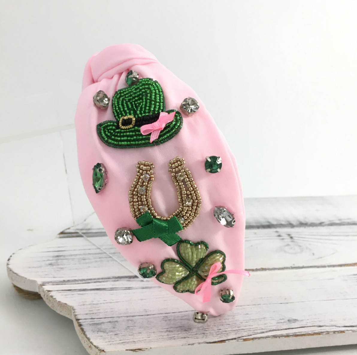 St. Patricks Theme Knot Headband In Green Or Pink