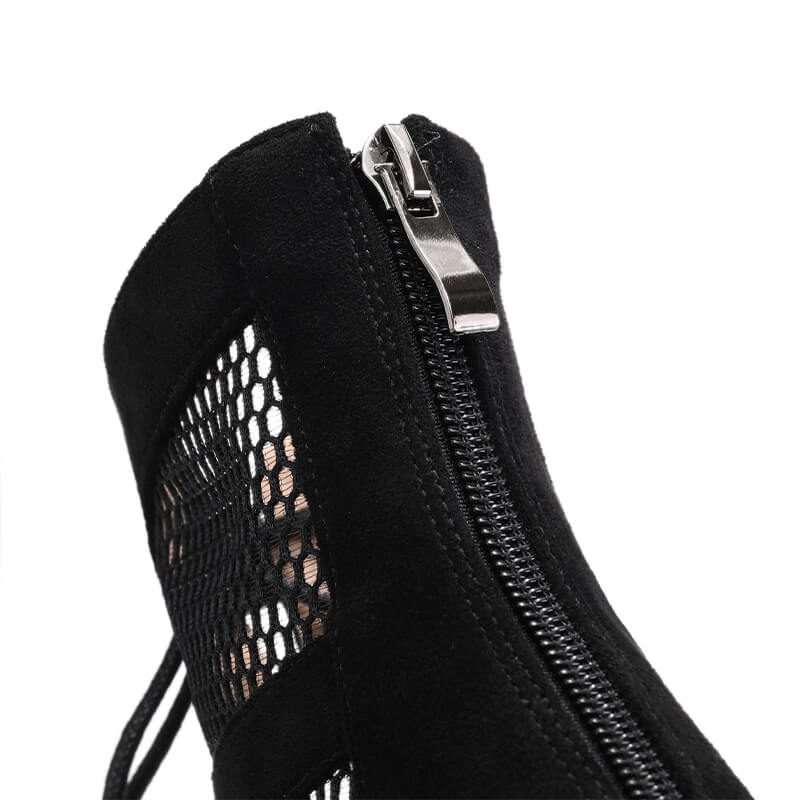 Suede Peep Toe Lace-up Mesh Stiletto Heels Boots