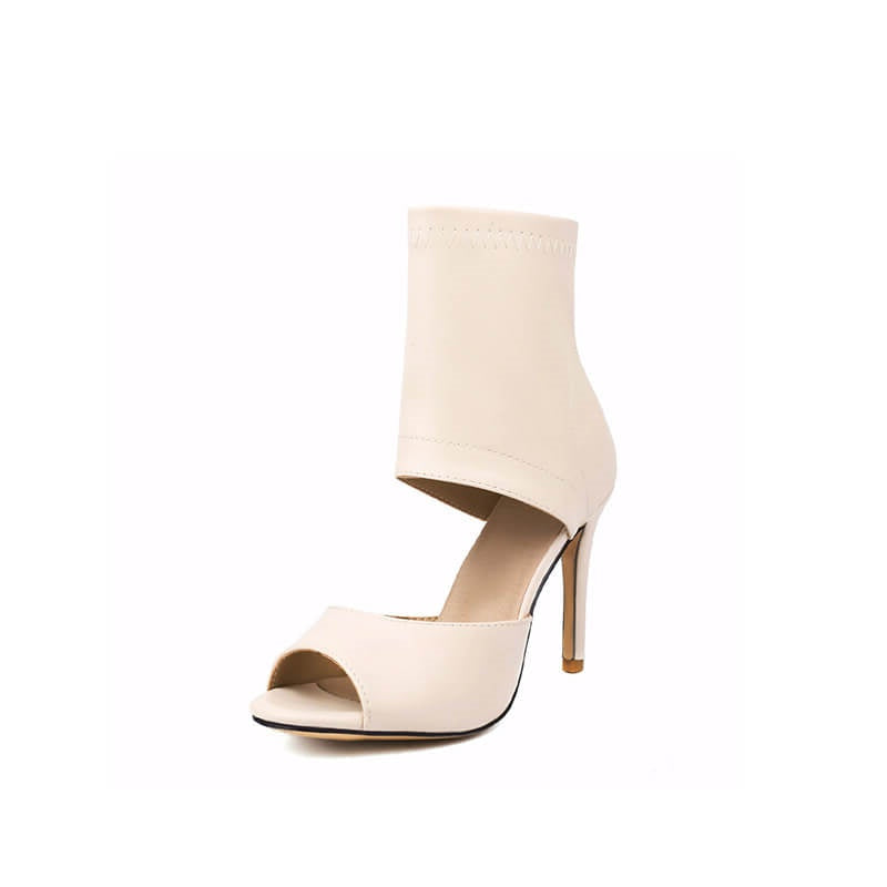 Women's Leather High Heel Ankle Boots