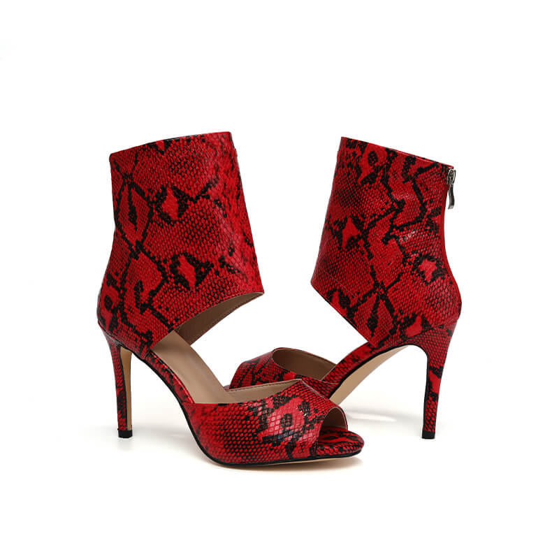 Women's Leather High Heel Ankle Boots