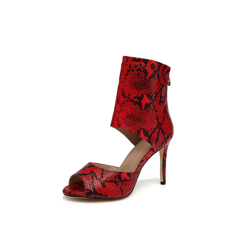 Women's Leather High Heel Ankle Boots