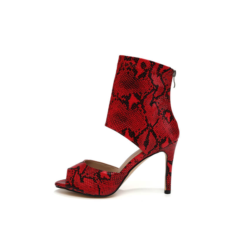 Women's Leather High Heel Ankle Boots