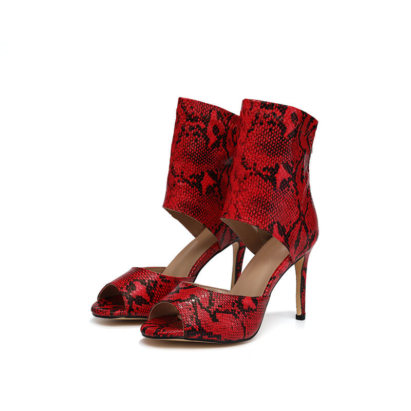 Women's Leather High Heel Ankle Boots