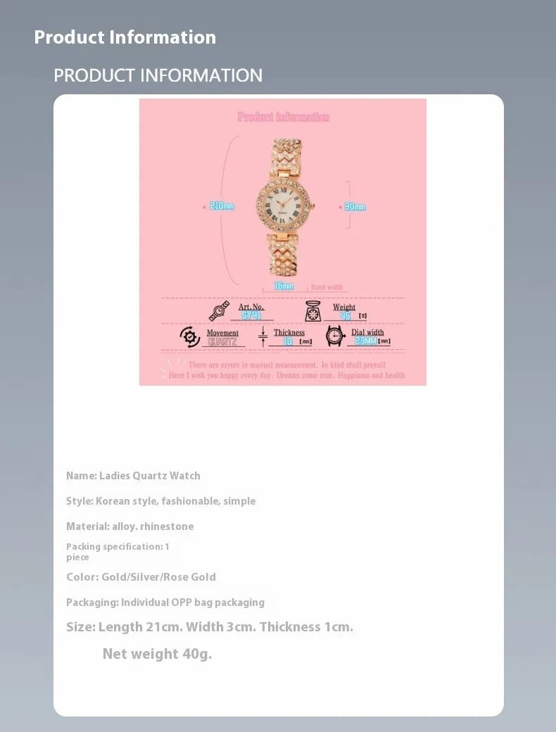 Fashion Jewelry 2pcs Luxury Fashion Women Watch Set Silver Strap Ladies Quartz Wristwatch Alloy Bracelet For Ladies Jewelry Set Clock Gift