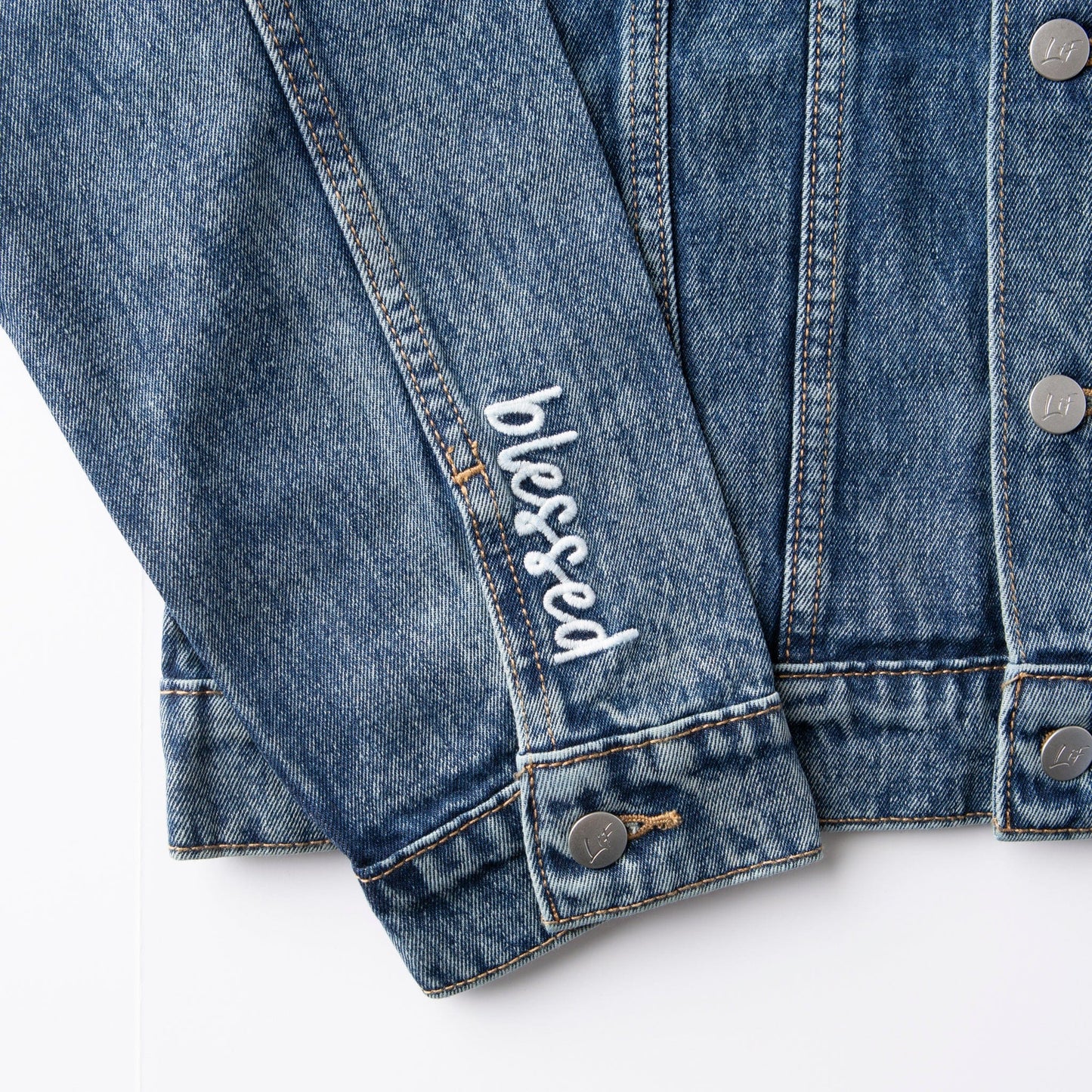 Vintage Washed Blessed Denim Jacket