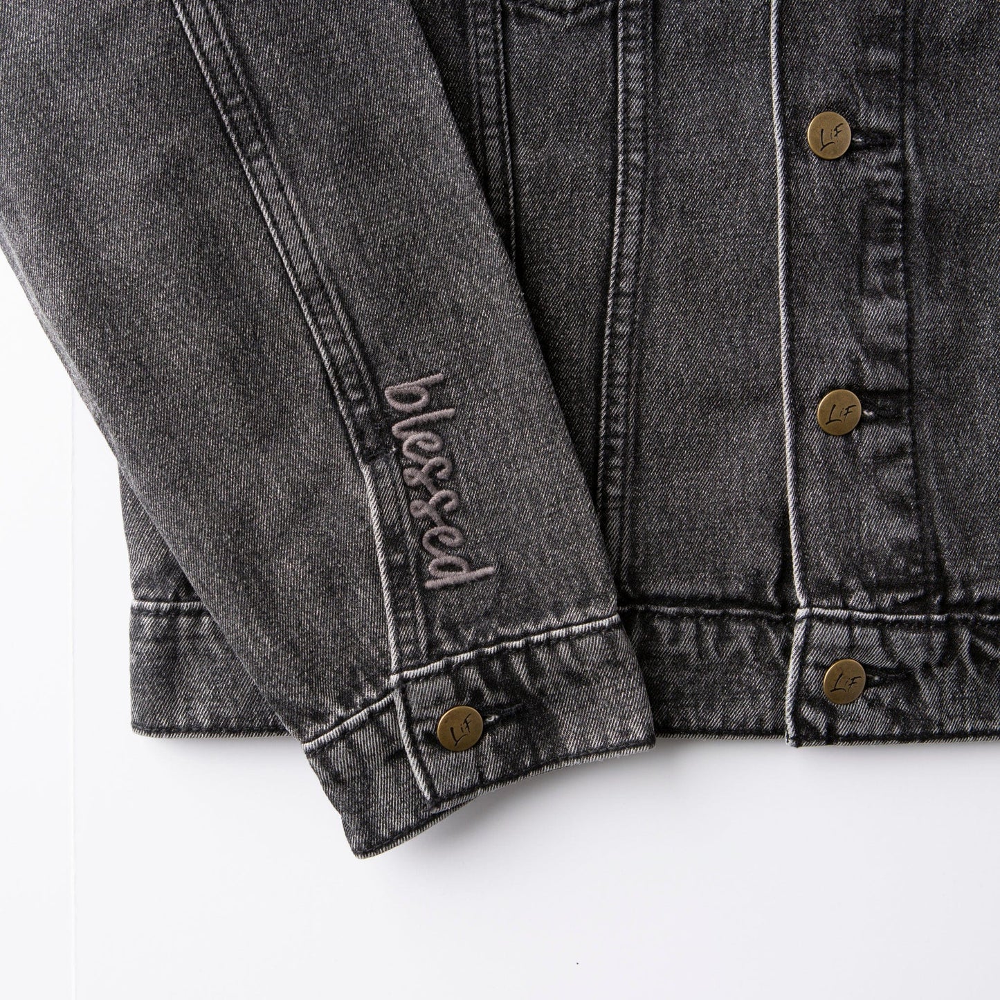 Vintage Washed Blessed Denim Jacket