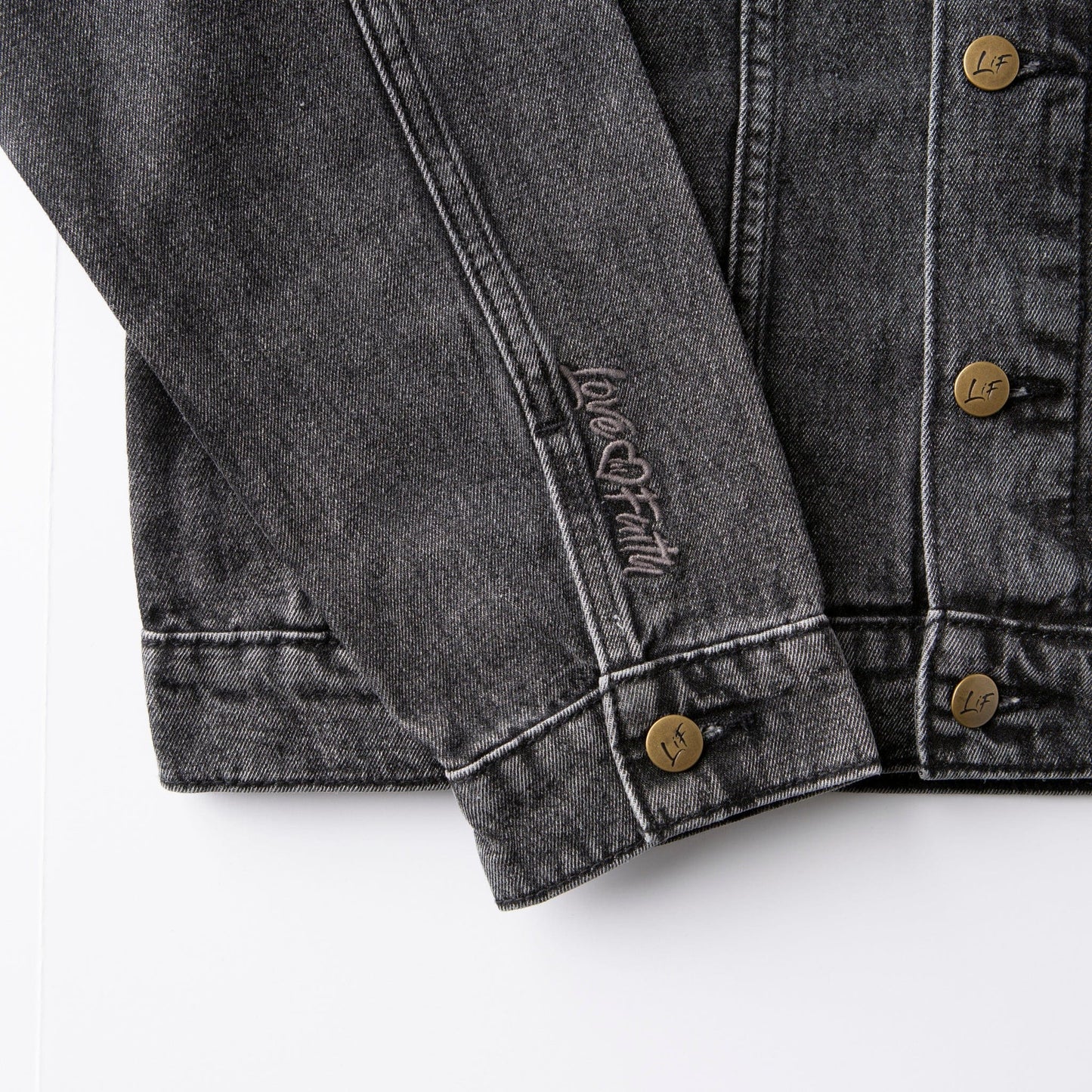 Vintage Washed Faith Over Fear Denim Jacket